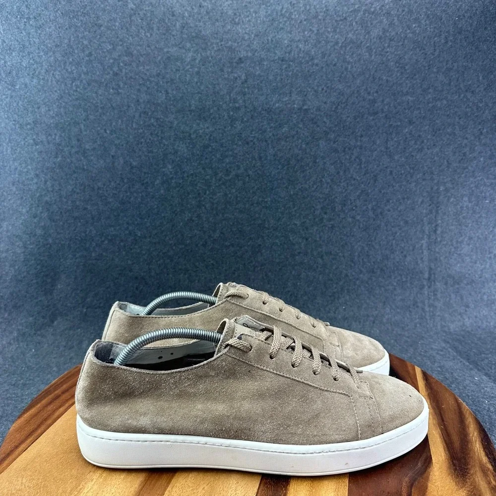 Santoni Men's Tan Suede Sneakers Leather Shoes Made in Italy 10 Men's US